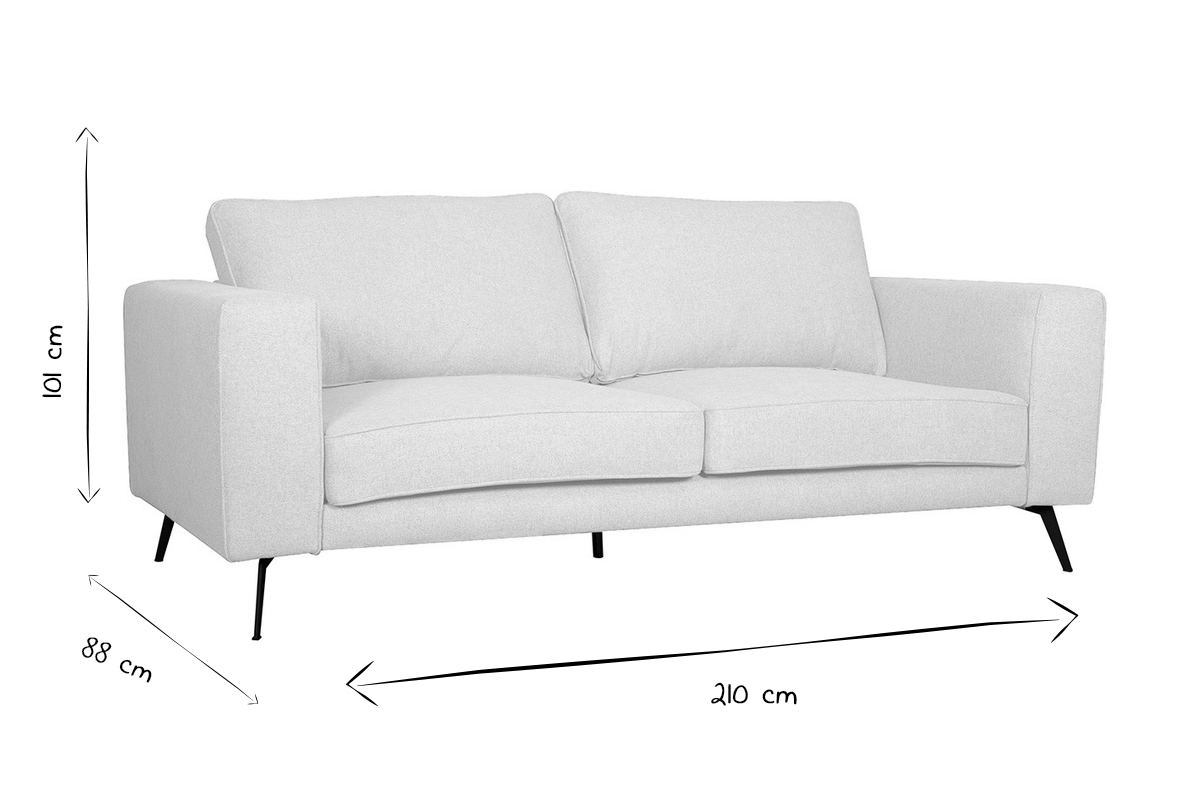 Sof moderno 4 plazas de tela gris y metal negro OSMANN