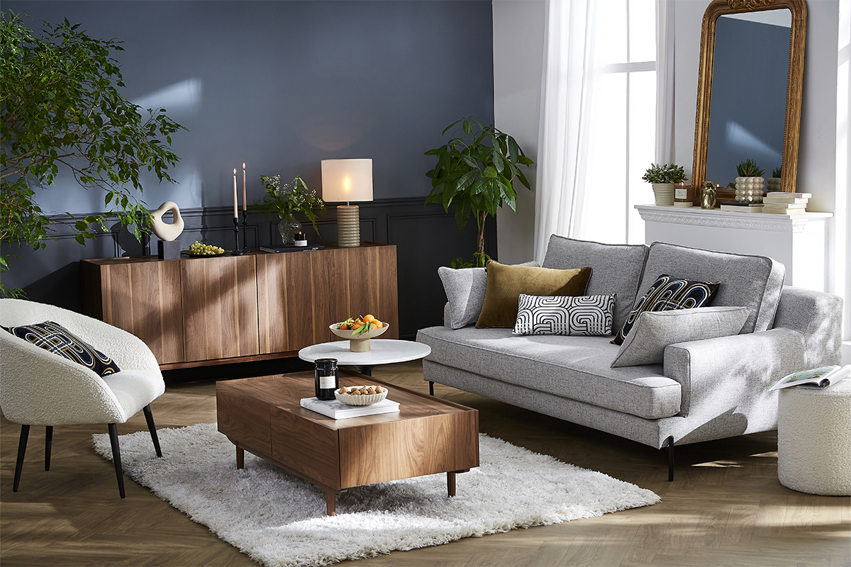 Sof moderno 4plazas gris jaspeado PUCHKINE