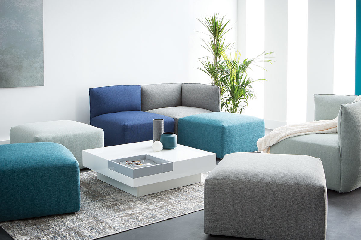 Sof moderno modulable azul claro 3 plazas MODULO