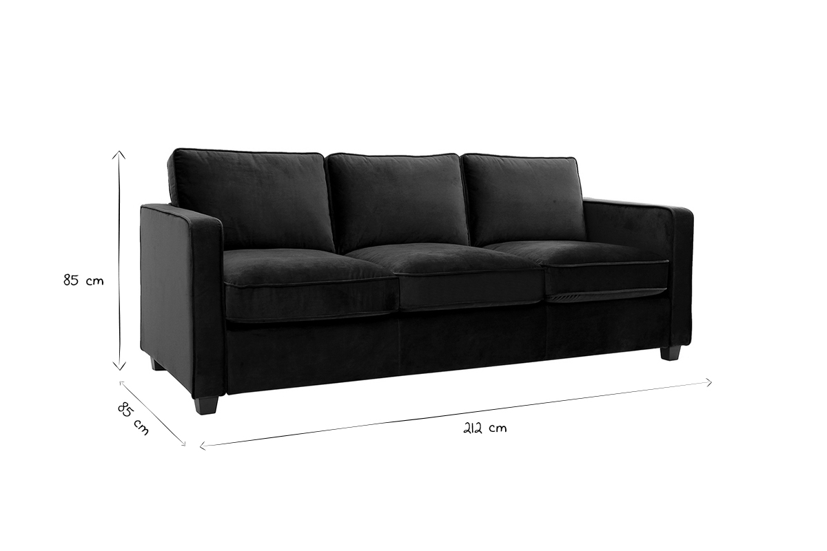 Sof moderno terciopelo azul petrleo 3 plazas BROOKLYN