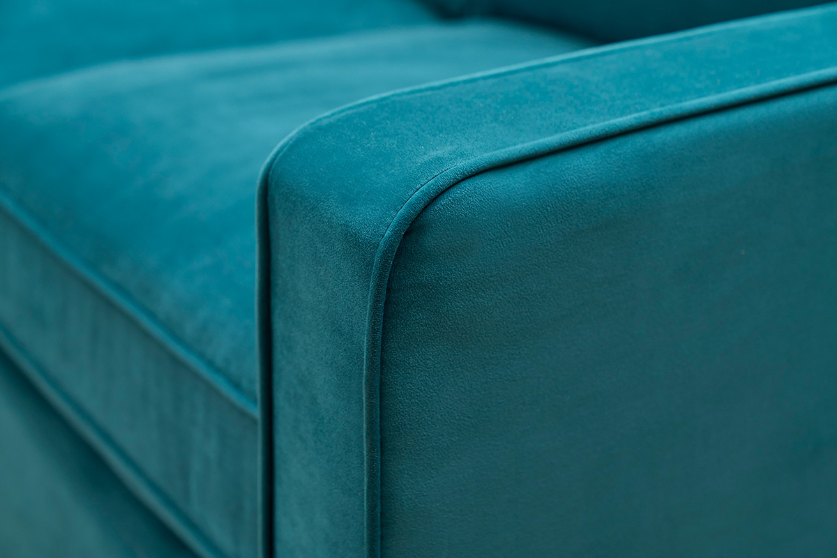 Sof� moderno terciopelo azul petr�leo 3 plazas BROOKLYN
