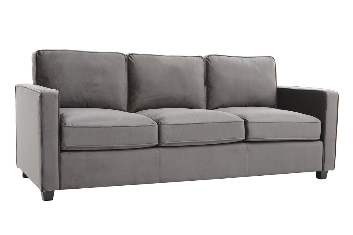 Sof� moderno terciopelo gris oscuro 3 plazas BROOKLYN