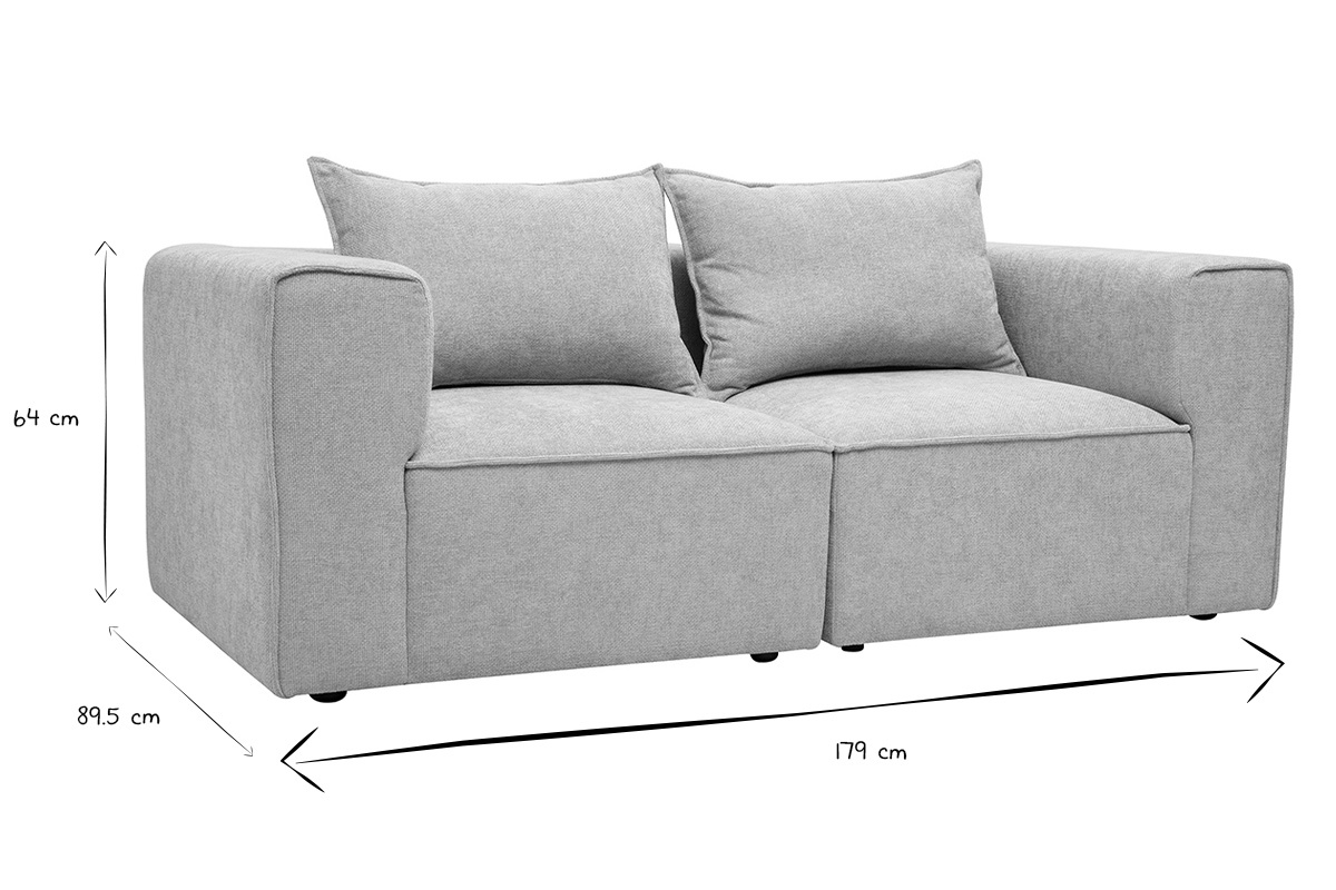 Dimensiones del sof� modular KERRY: L89.5 x P89.5 x H64 cm en negro y blanco.