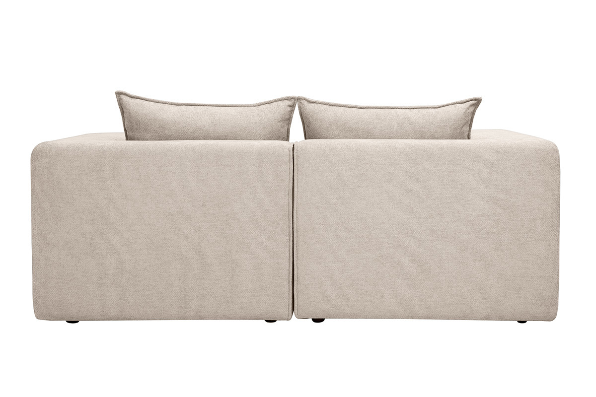 Sof� modular de 2 plazas en tejido beige, vista trasera con cojines