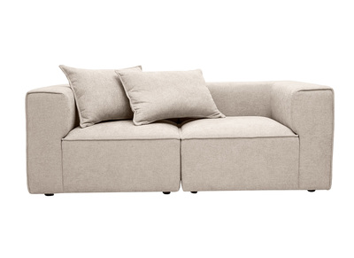Sof&aacute; modular de 2 plazas en tejido efecto terciopelo texturizado beige KERRY