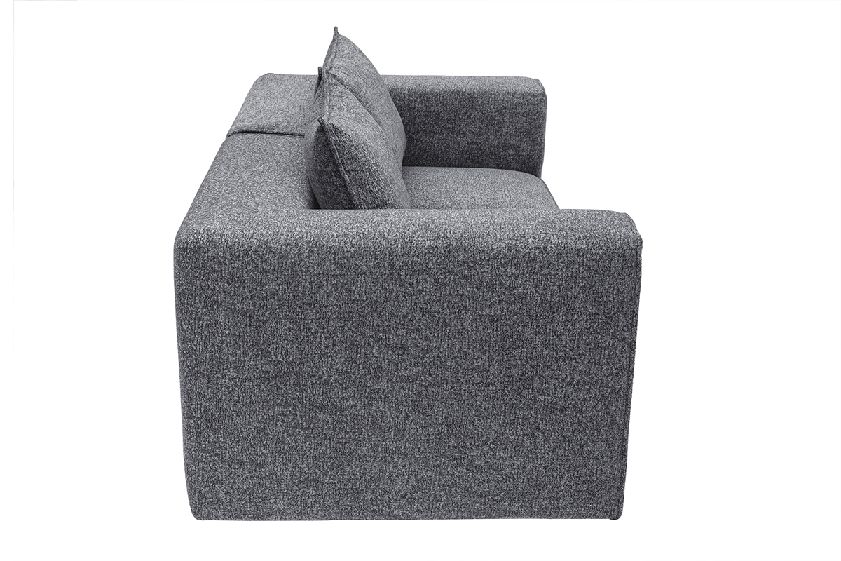 Sof modular de 2 plazas en tela gris oscuro jaspeado KERRY
