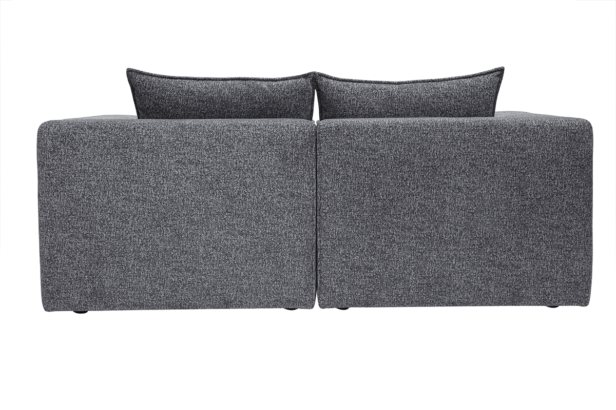Sof modular de 2 plazas en tela gris oscuro jaspeado KERRY