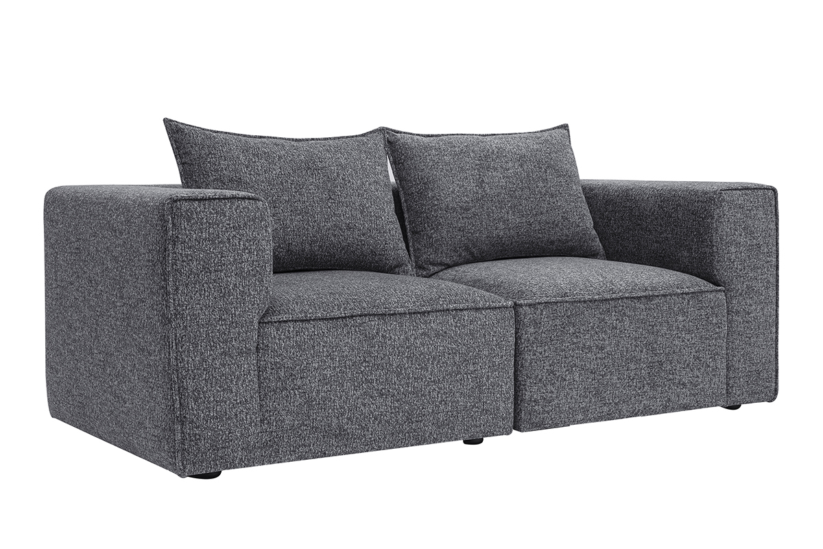 Sof modular de 2 plazas en tela gris oscuro jaspeado KERRY