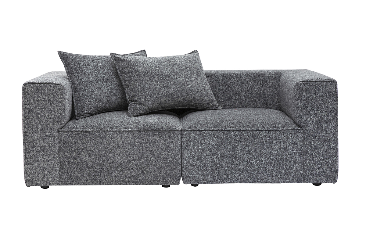 Sof modular de 2 plazas en tela gris oscuro jaspeado KERRY
