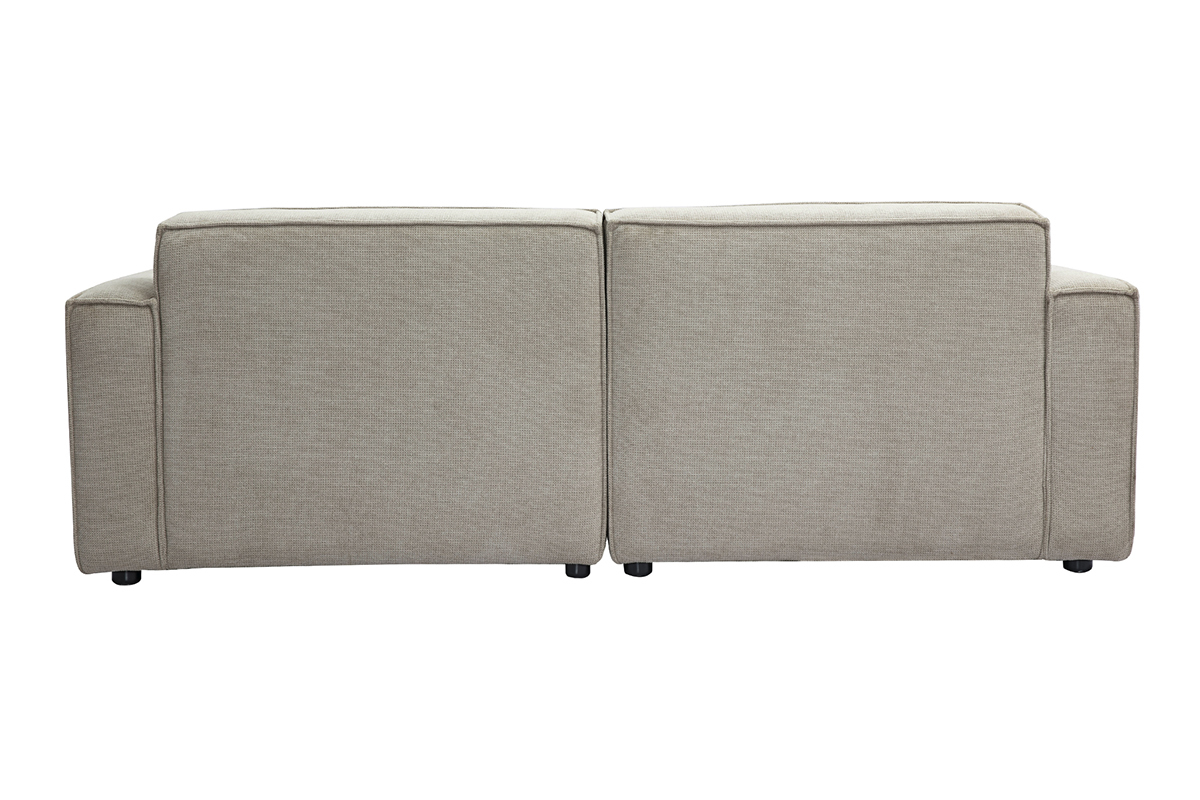 Sof modular de 3 plazas en tela efecto terciopelo texturizado beige SPLIT