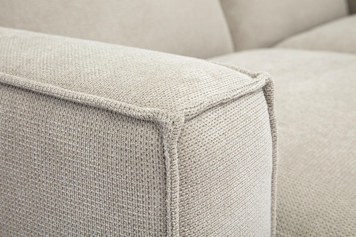 Sof modular de 3 plazas en tela efecto terciopelo texturizado beige SPLIT
