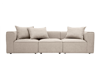 Sof&aacute; modular de 4 plazas en tejido efecto terciopelo texturizado beige KERRY