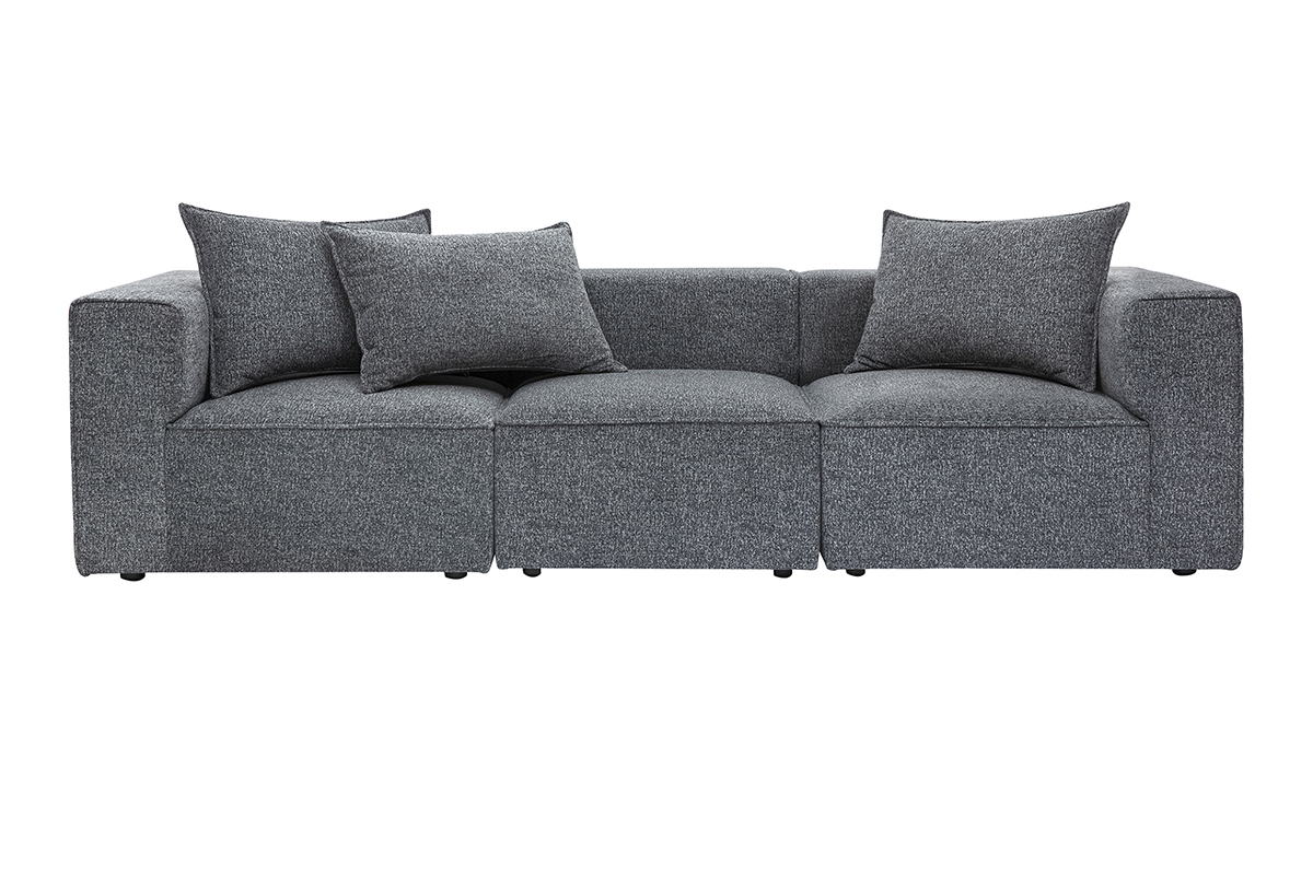 Sofá modular de 4 plazas en tela gris oscuro KERRY