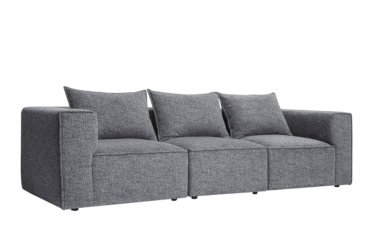 Sofá modular de 4 plazas en tela gris oscuro KERRY