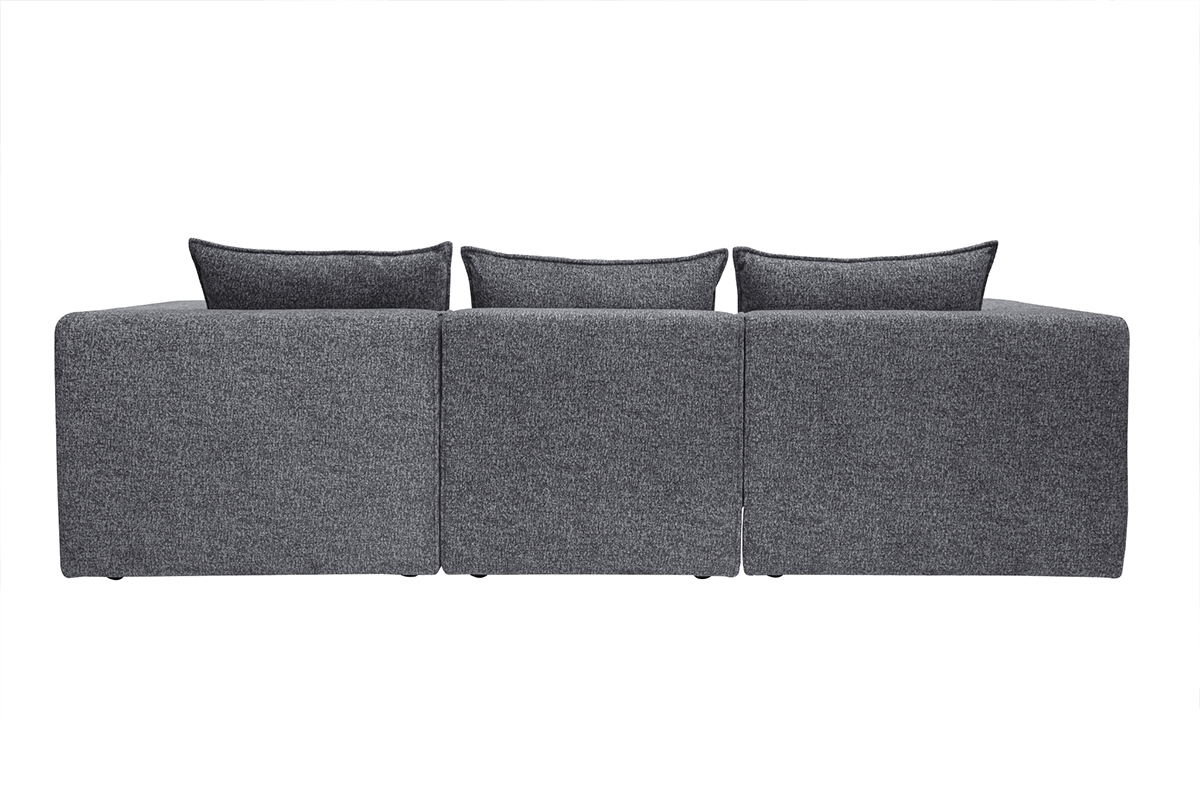 Sofá modular de 4 plazas en tela gris oscuro KERRY