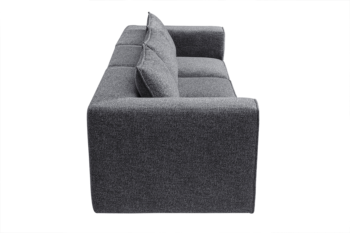Sofá modular de 4 plazas en tela gris oscuro KERRY