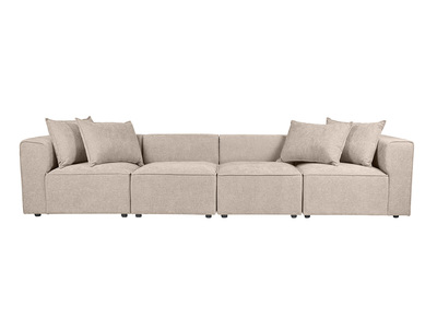 Sof&aacute; modular de 5 plazas en tejido efecto terciopelo texturizado beige KERRY