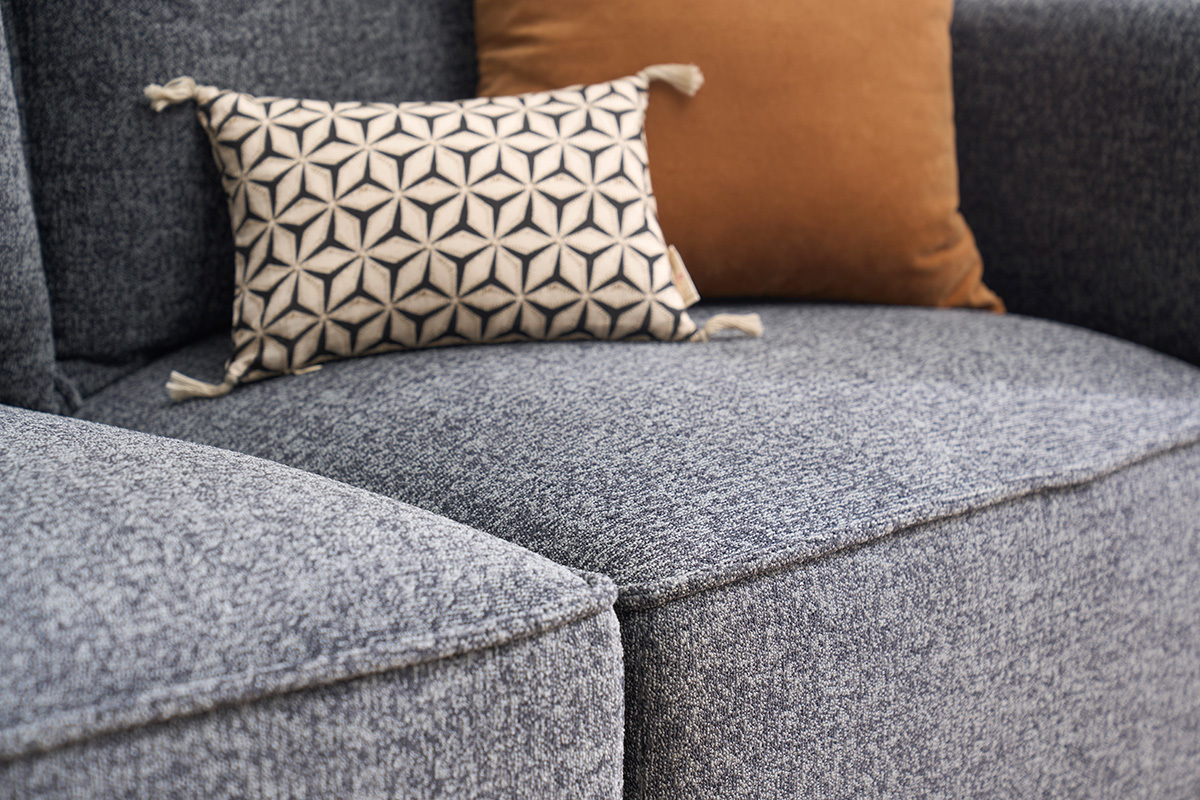 Sof� modular de 5 plazas en tejido mezclado gris oscuro KERRY