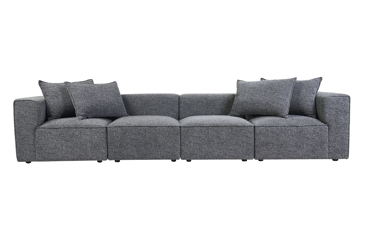 Sof� modular de 5 plazas en tejido mezclado gris oscuro KERRY