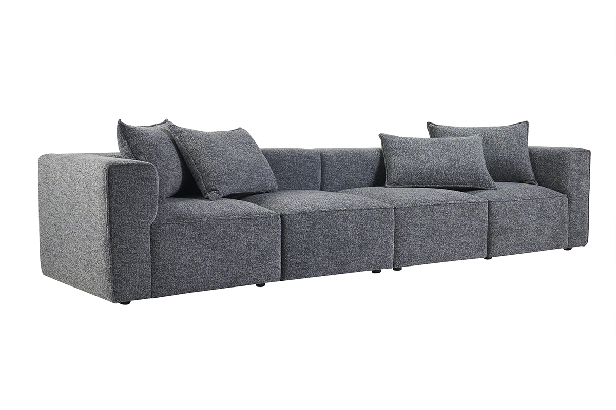 Sof� modular de 5 plazas en tejido mezclado gris oscuro KERRY
