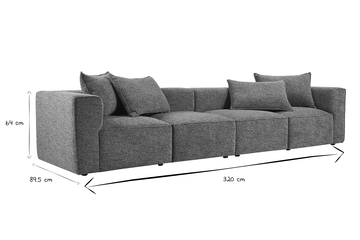 Sof� modular de 5 plazas en tejido mezclado gris oscuro KERRY