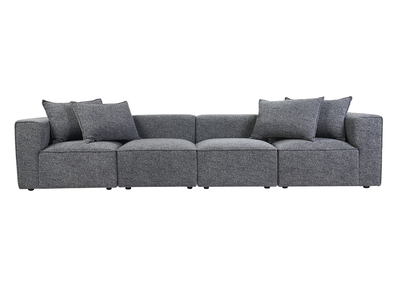 Sof&aacute; modular de 5 plazas en tejido mezclado gris oscuro KERRY
