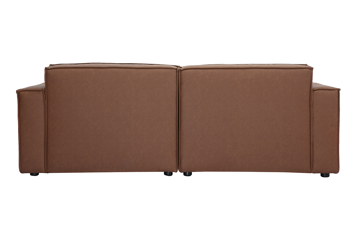 Sof modular vintage de 3 plazas en cuero marrn SPLIT