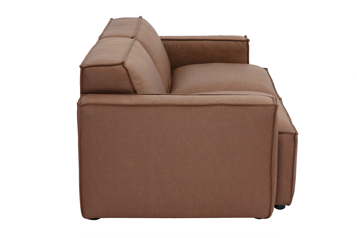 Sof modular vintage de 3 plazas en cuero marrn SPLIT