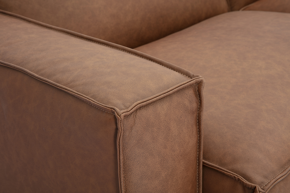 Sof modular vintage de 3 plazas en cuero marrn SPLIT