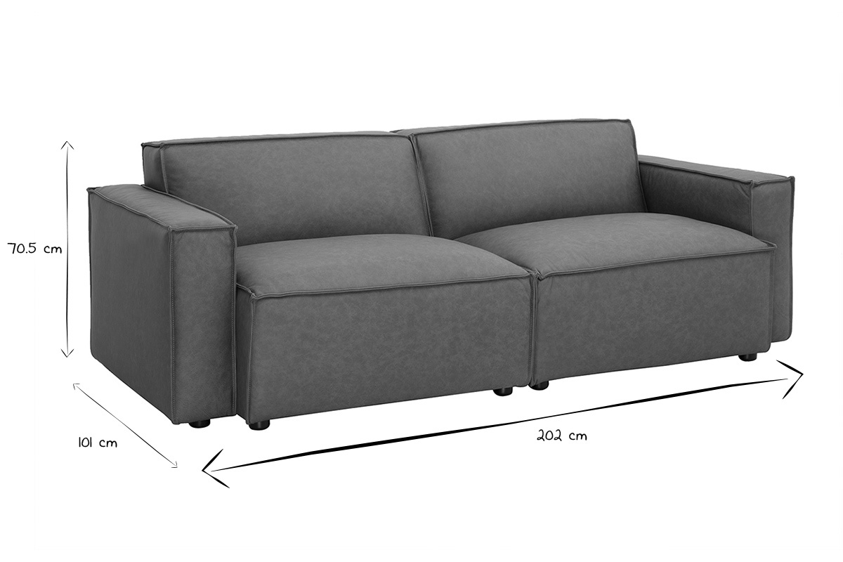 Sof modular vintage de 3 plazas en cuero marrn SPLIT