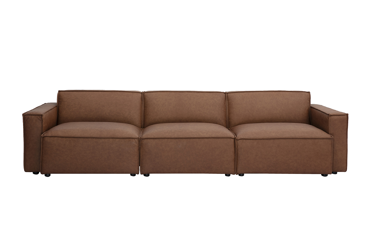 Sof modular vintage de 4 plazas en cuero marrn SPLIT