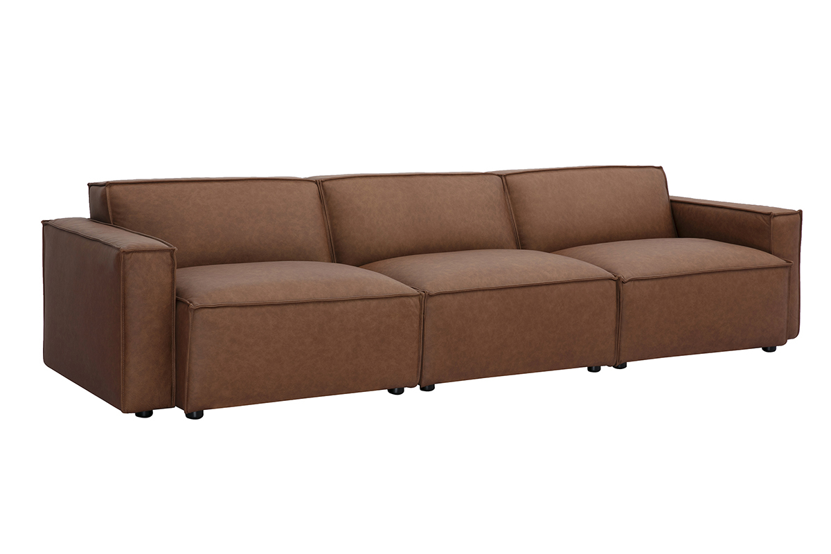 Sof modular vintage de 4 plazas en cuero marrn SPLIT