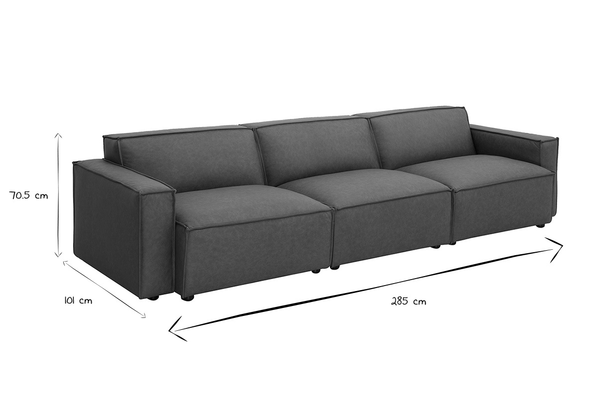 Sof modular vintage de 4 plazas en cuero marrn SPLIT