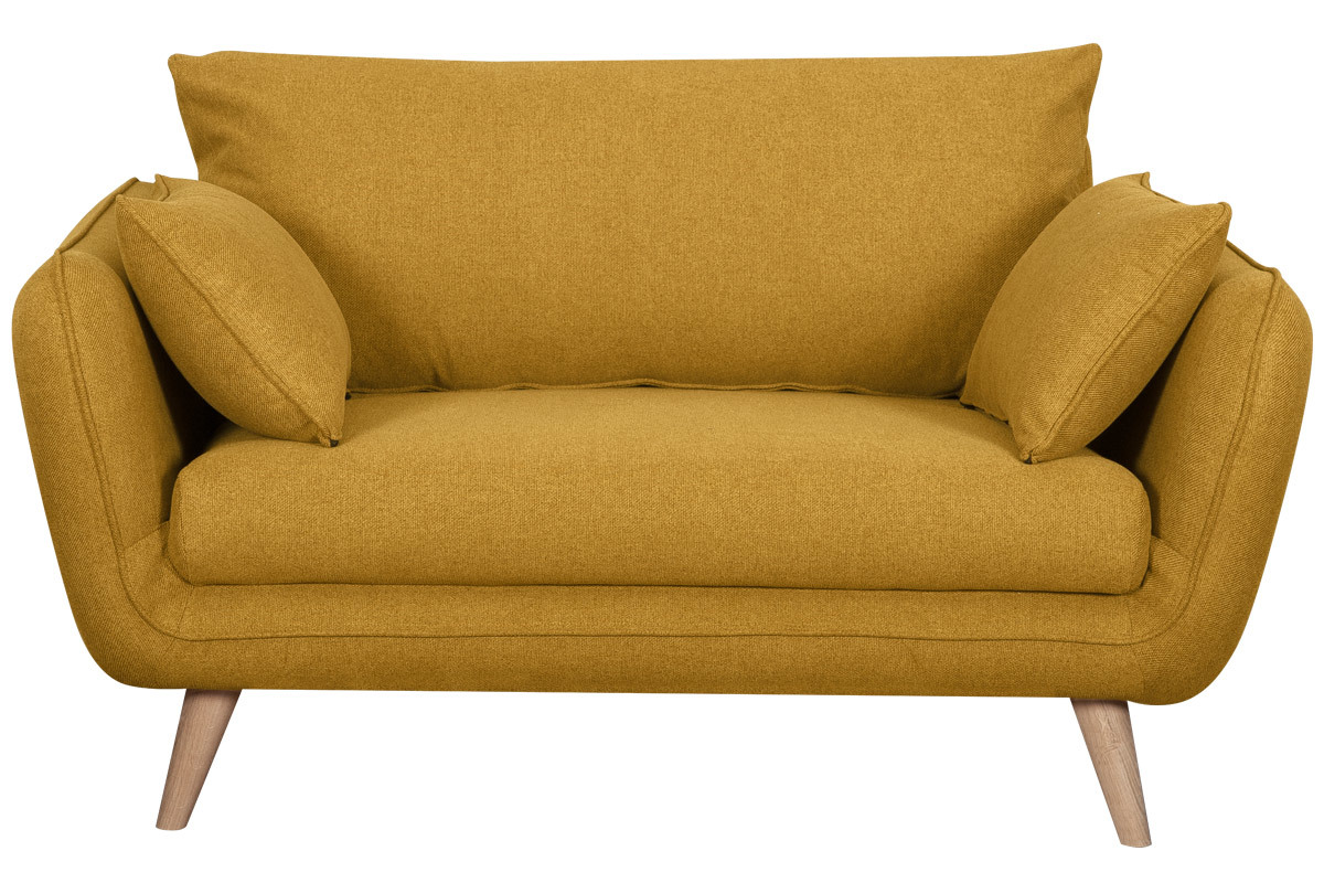 Sof nrdico 2plazas amarillo comino con patas de haya maciza CREEP