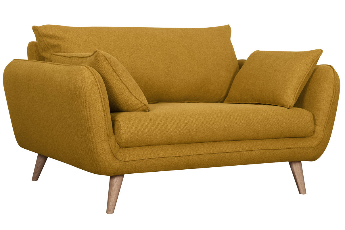 Sof nrdico 2plazas amarillo comino con patas de haya maciza CREEP