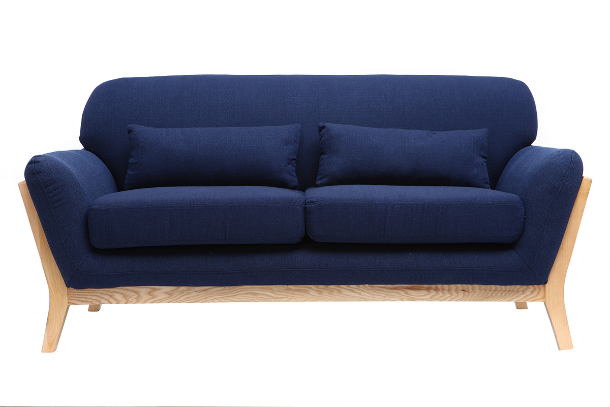 Sof nrdico 2 plazas azul oscuro patas madera YOKO
