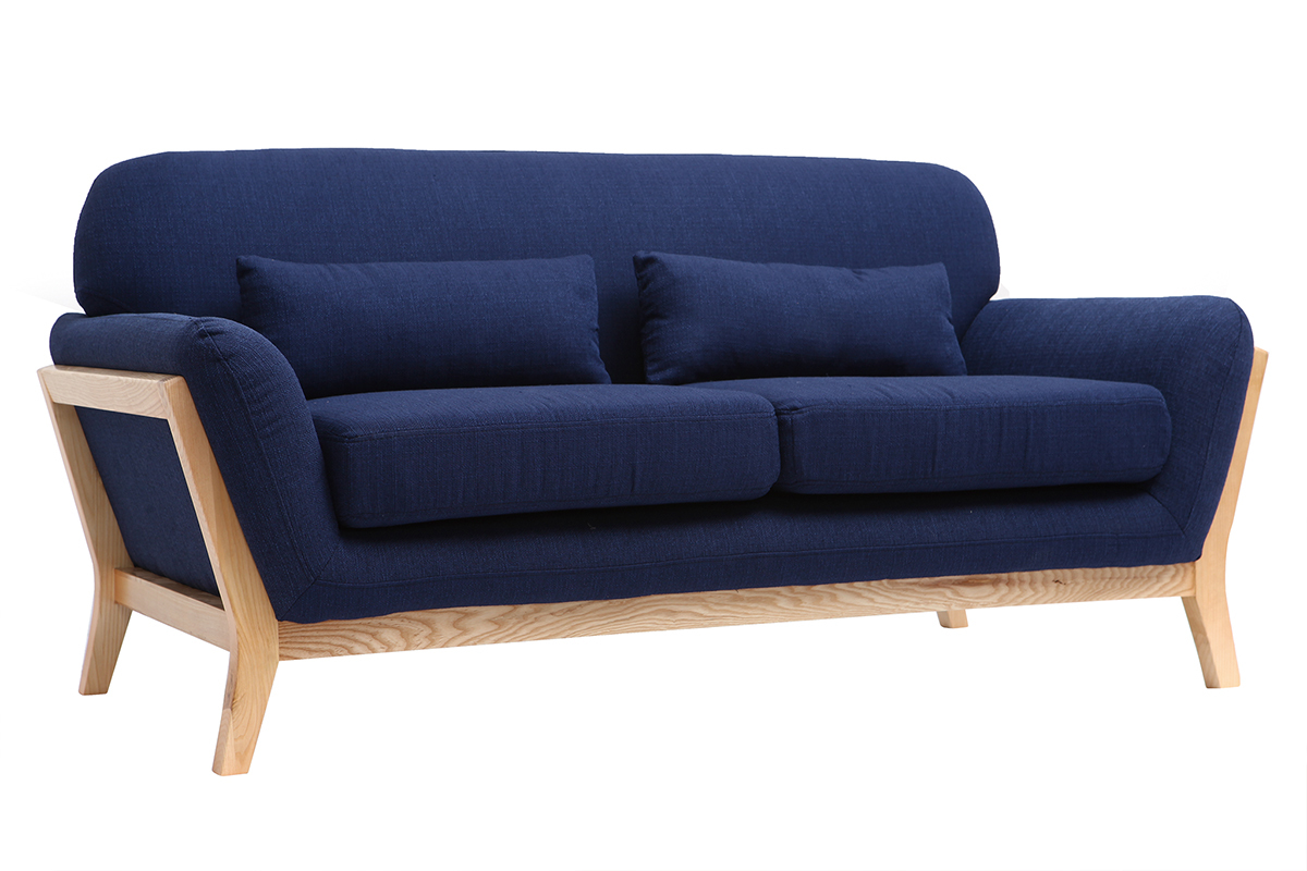 Sof nrdico 2 plazas azul oscuro patas madera YOKO