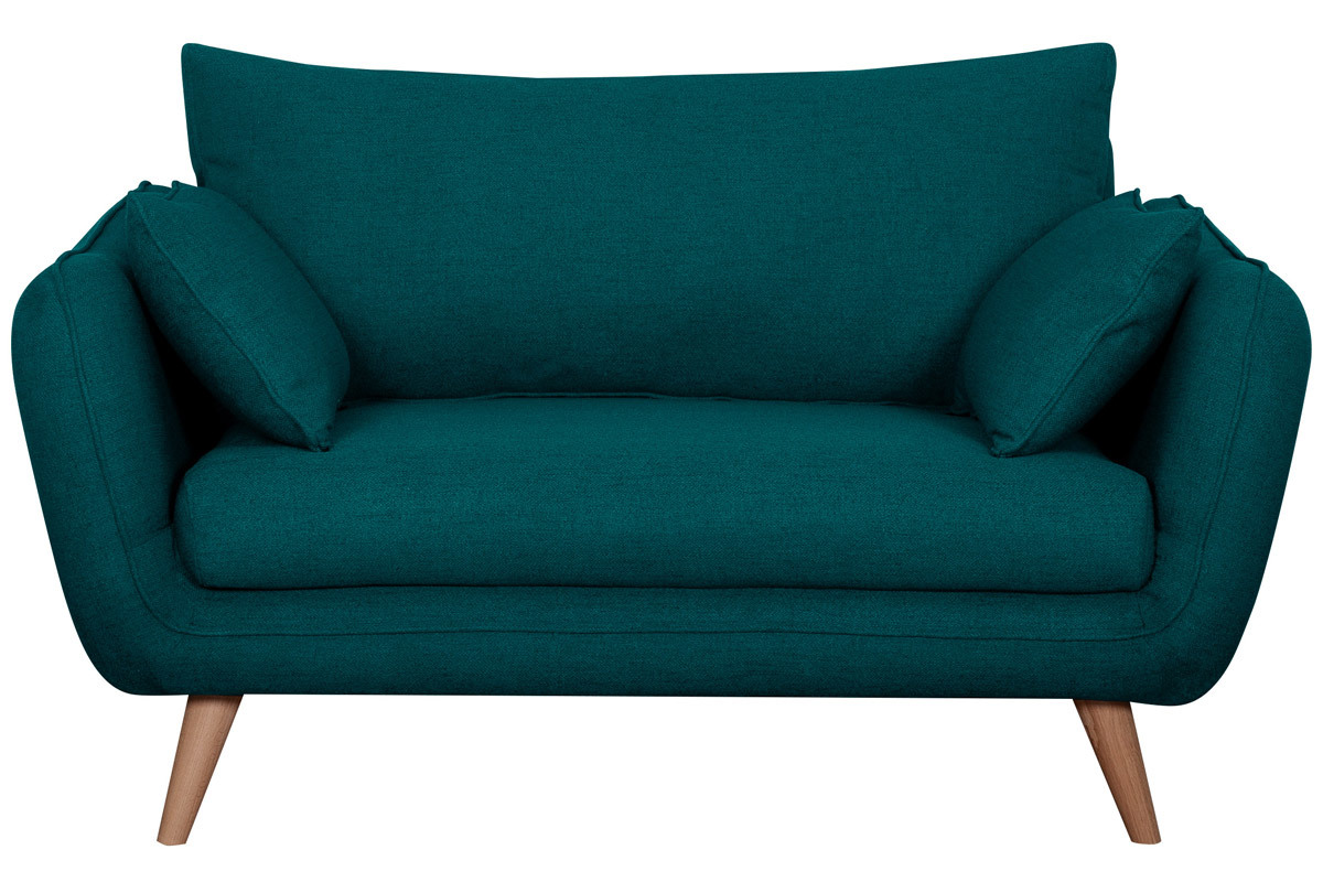 Sof nrdico 2plazas azul pavo real con patas de haya maciza CREEP