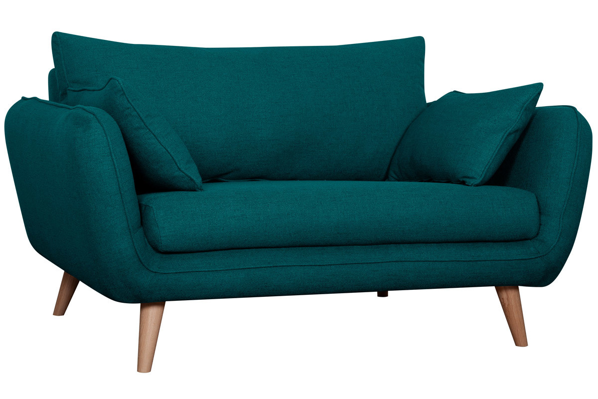 Sof nrdico 2plazas azul pavo real con patas de haya maciza CREEP