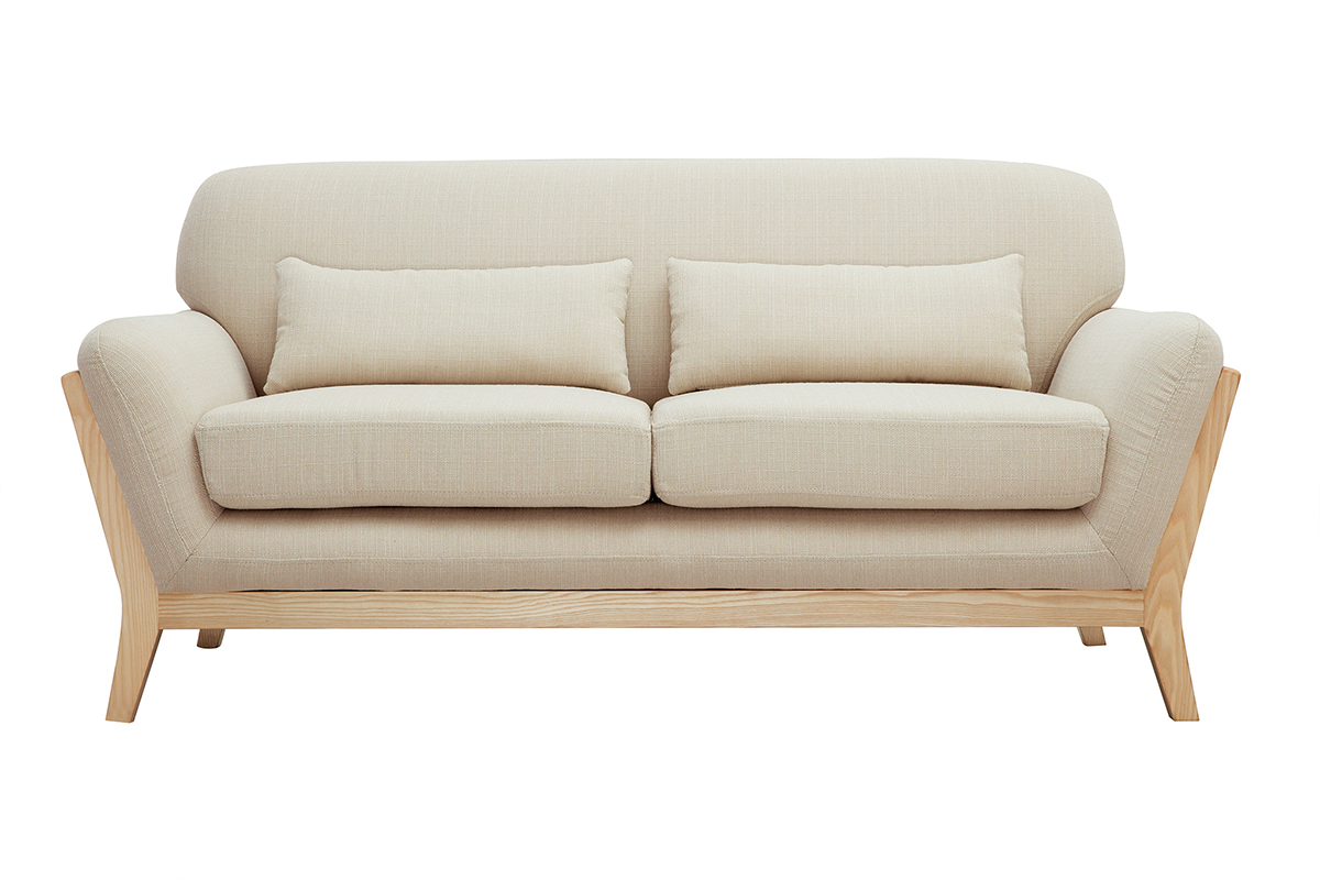 Sof nrdico 2 plazas beige madera YOKO