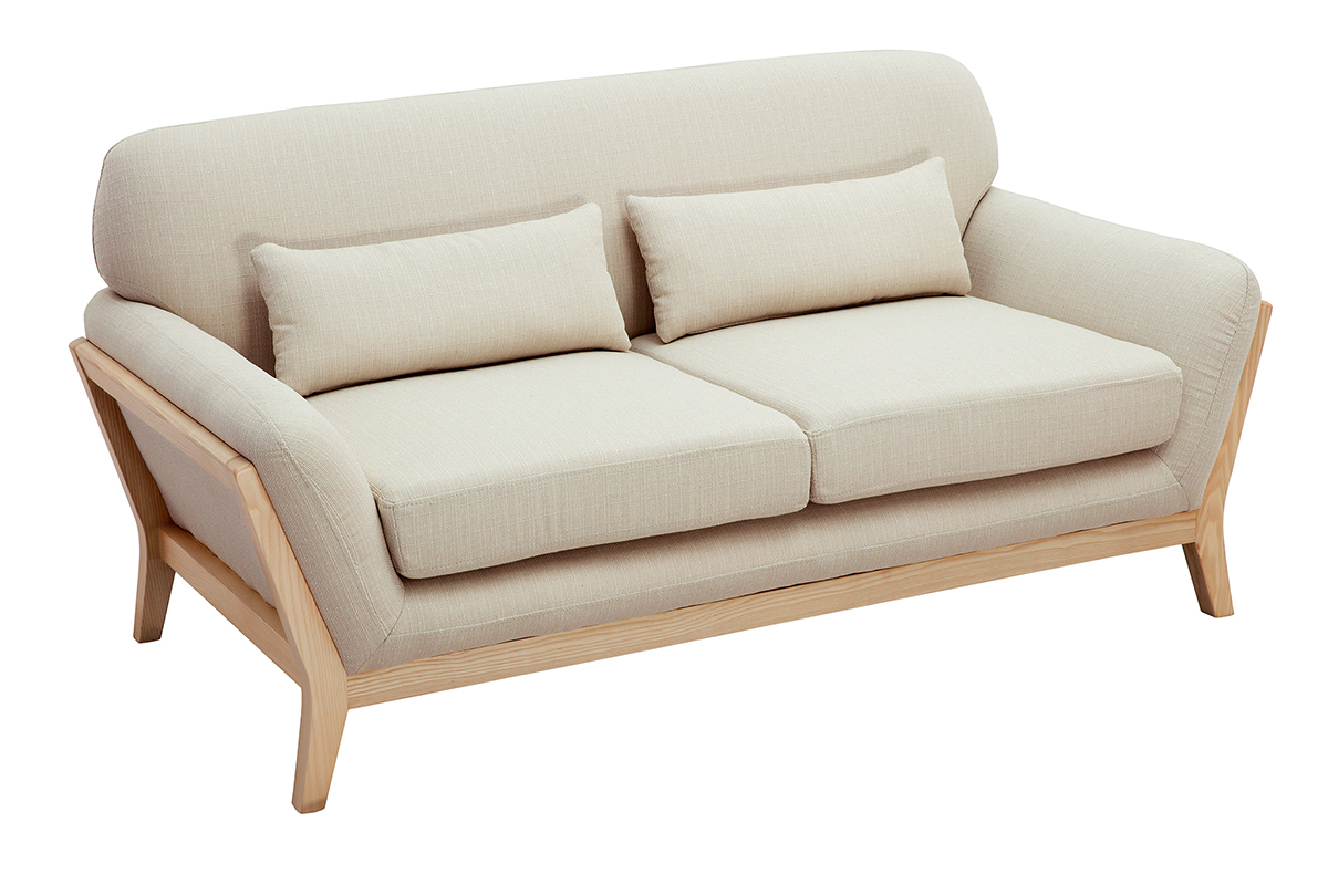 Sof nrdico 2 plazas beige madera YOKO