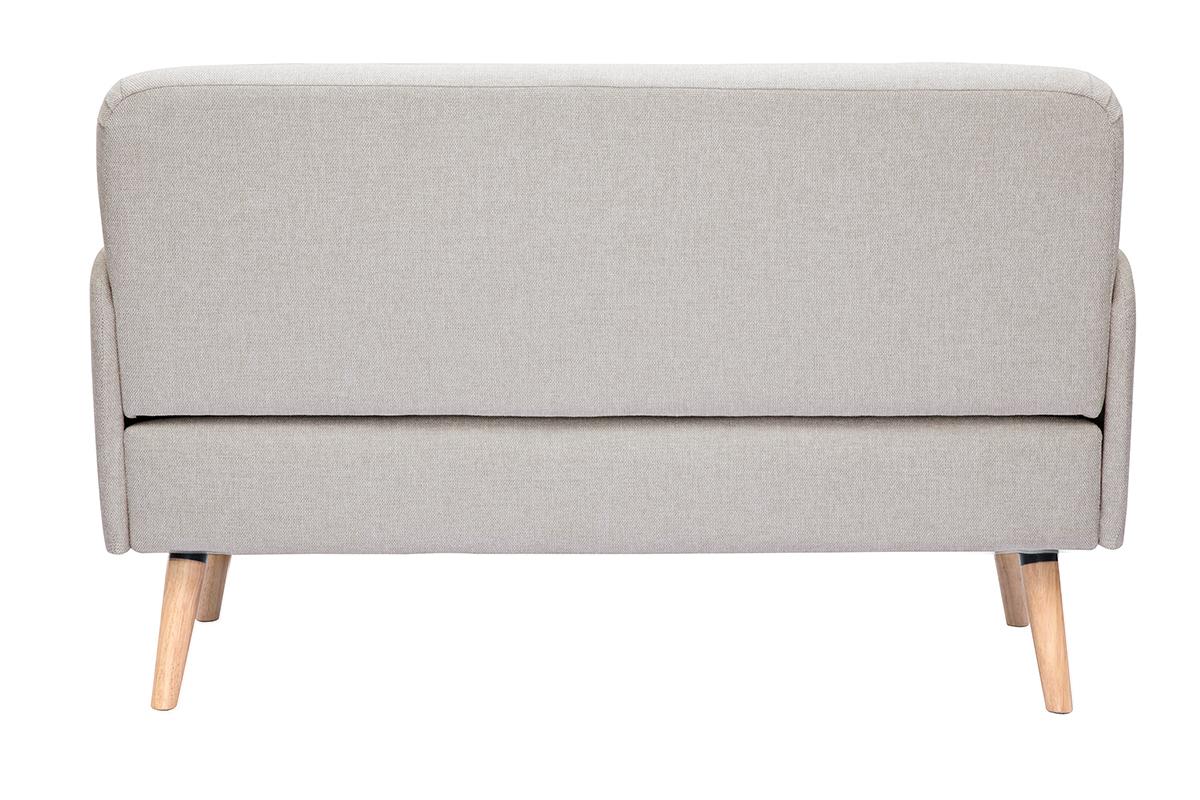 Sof nrdico 2 plazas de tejido efecto aterciopelado texturizado beige y madera clara ISKO