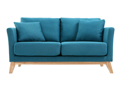 Sofá nórdico 2 plazas desenfundable  azul petróleo y patas madera clara OSLO