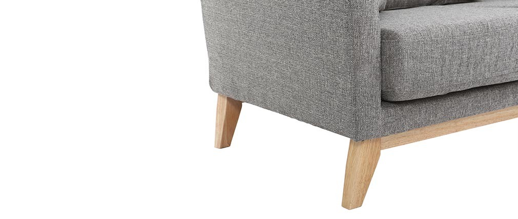 Sofá nórdico 2 plazas desenfundable  gris claro y patas madera clara OSLO