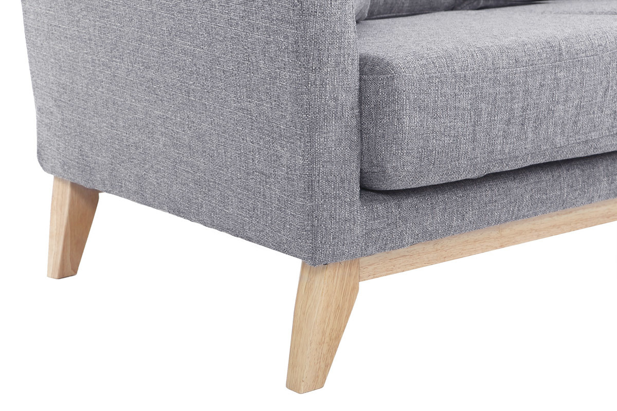 Sof nrdico 2 plazas desenfundable  gris claro y patas madera clara OSLO