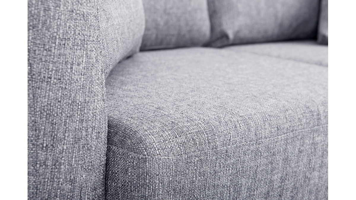 Sofá nórdico 2 plazas desenfundable gris claro y patas madera clara