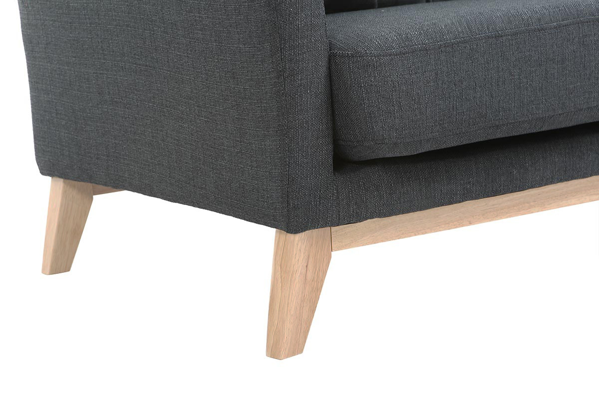 Sof nrdico 2 plazas desenfundable  gris oscuro y patas madera clara OSLO