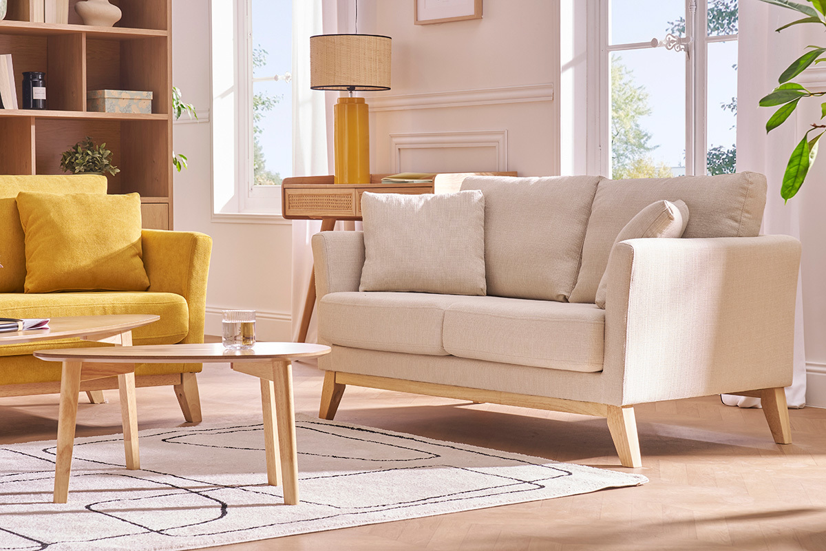 Sof nrdico 2 plazas desenfundable tejido beige OSLO