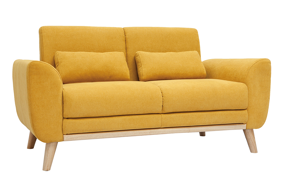 Sof nrdico 2 plazas terciopelo amarillo mostaza EKTOR