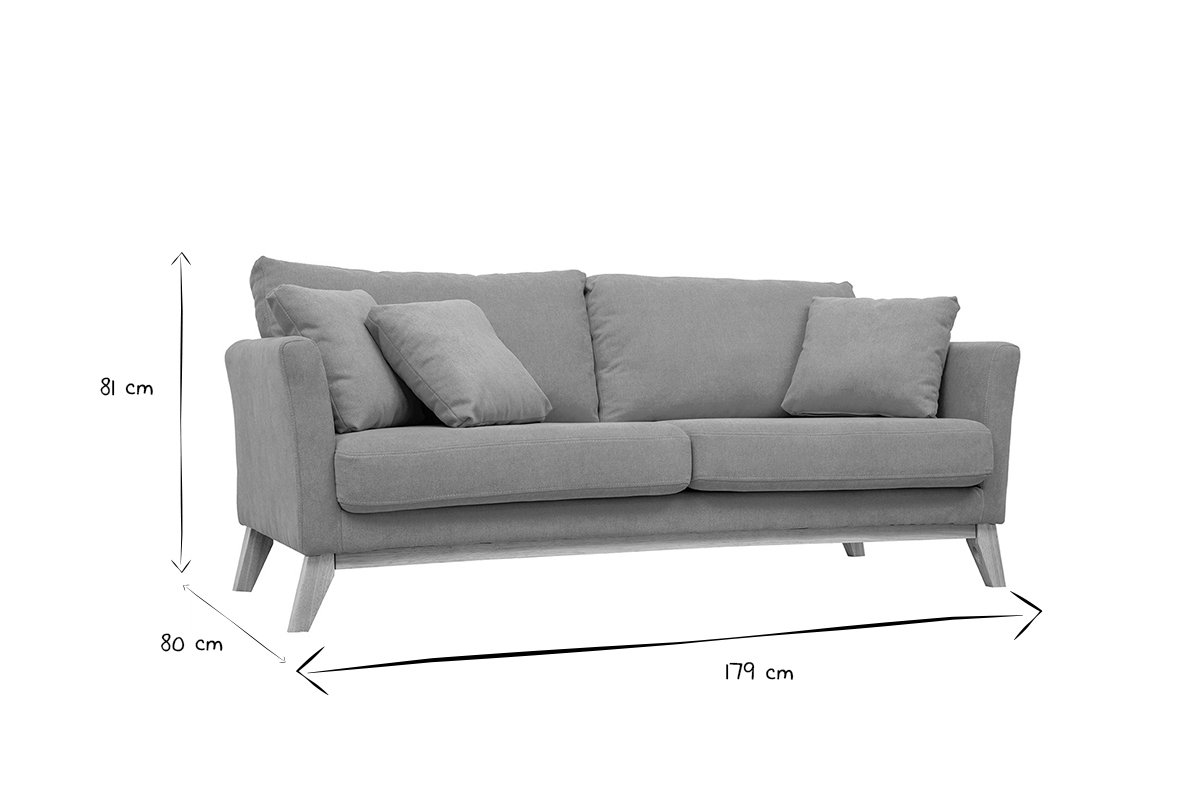 Sof nrdico 3 plazas amarillo desenfundable patas madera OSLO